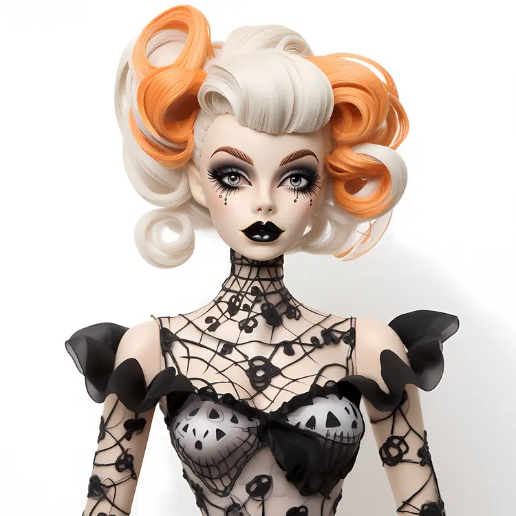 Halloween Doll with Spider Web Dress