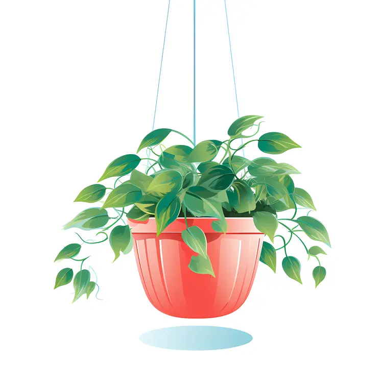 Green Hanging Plant in Red Pot