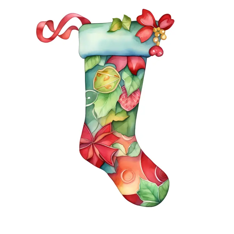Colorful Christmas Stocking with Ribbon