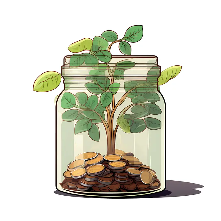 Money Plant in a Jar with Coins