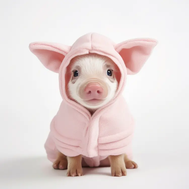 Cute Piglet in Pink Hoodie
