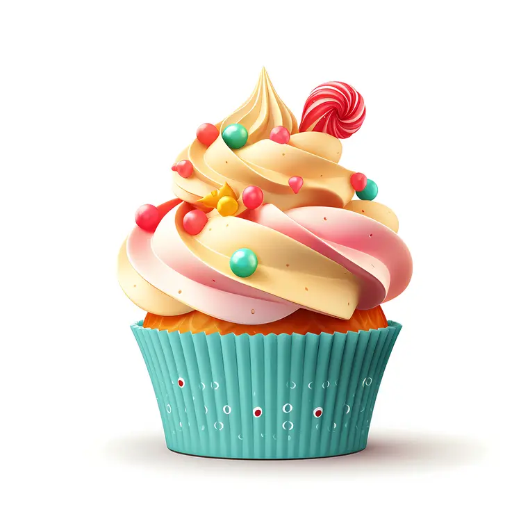 Cupcake with Colorful Sprinkles