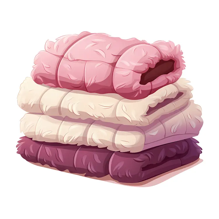 Stack of Cozy Pink and Purple Blankets