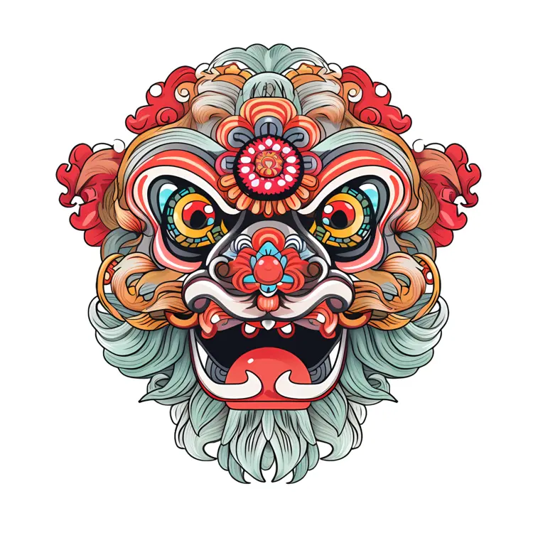 Colorful Lion Dance Mask