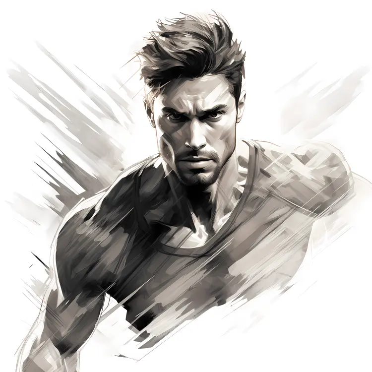 Muscular Superhero Running