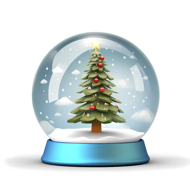 Christmas Tree in Snow Globe with Blue Base