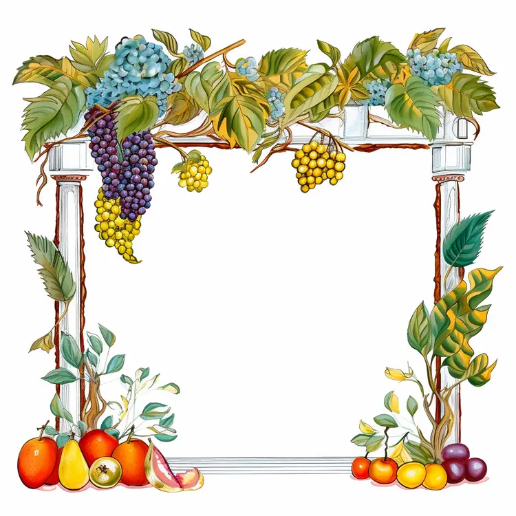 Beautiful Fruit Frame with Grapes and Apples