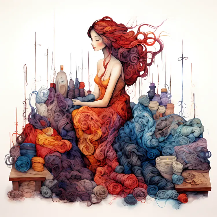Woman Surrounded by Yarn
