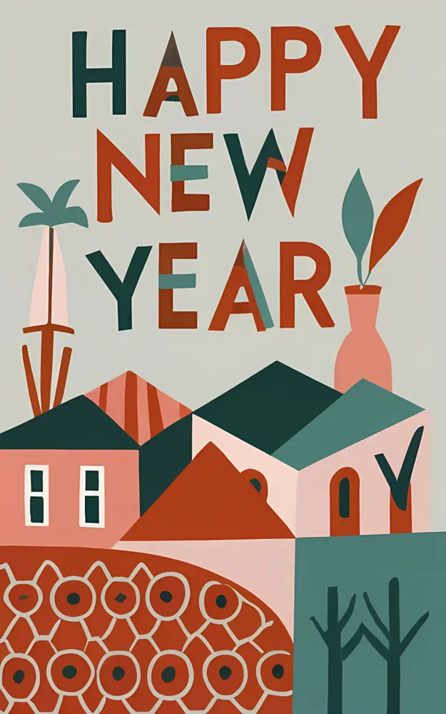 Happy New Year with Abstract Houses