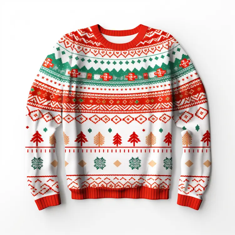 Festive Christmas Sweater with Holiday Patterns