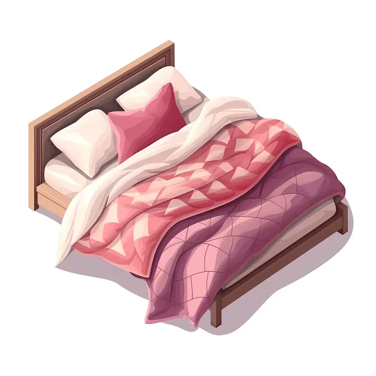 Bed with Pink and White Bedding