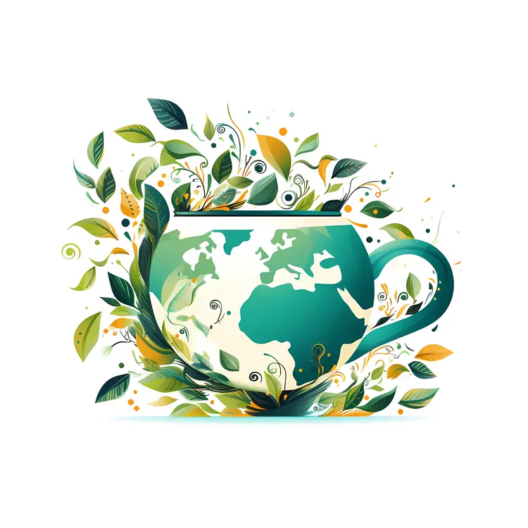 Green World Map Tea Cup