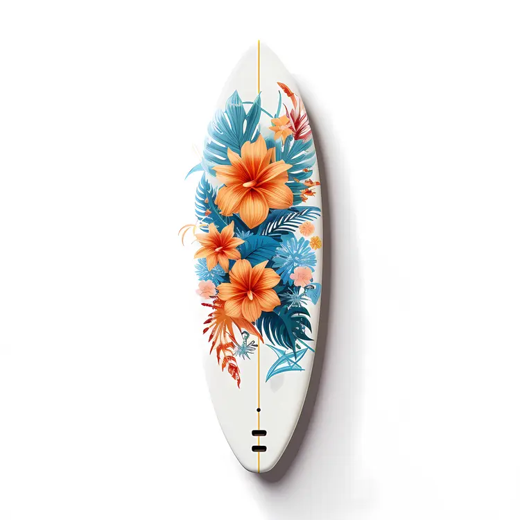 Hibiscus Surfboard with Tropical Flowers