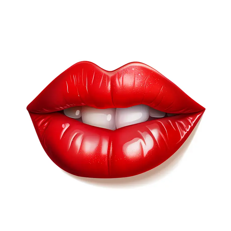 Biting Red Lips Illustration