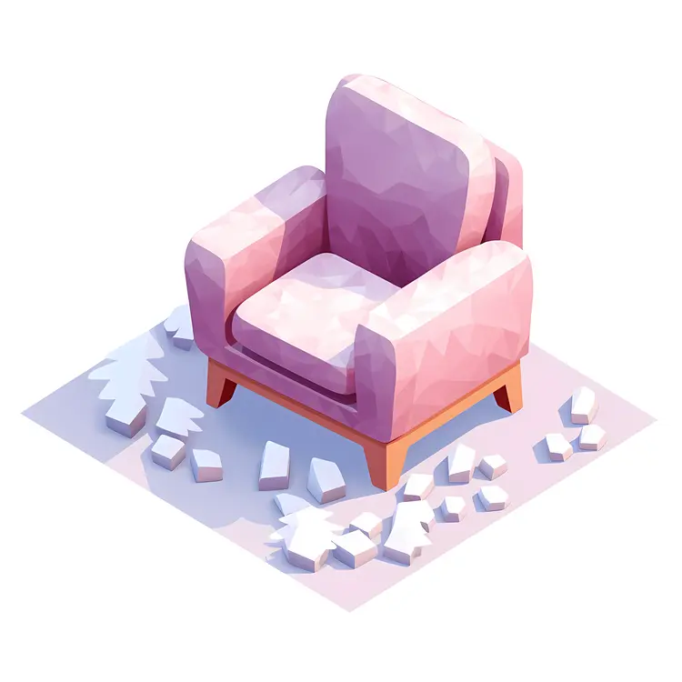 Pink Armchair with Snow