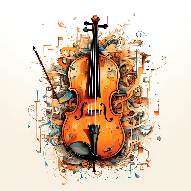 Abstract Violin with Detailed Background