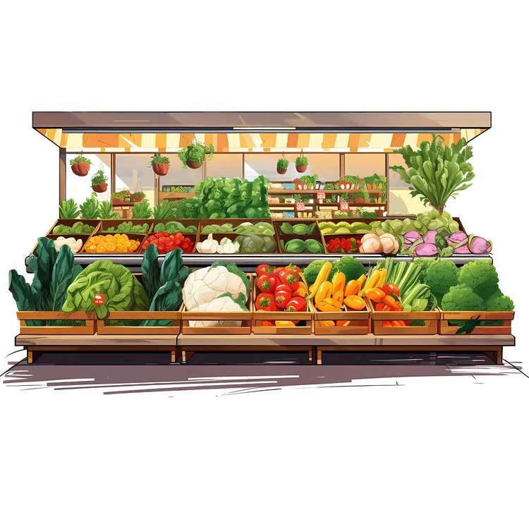 Colorful Market Vegetable Stand