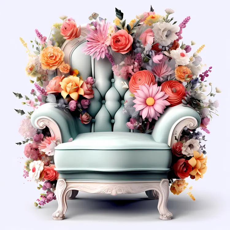 Elegant Armchair with Floral Decoration