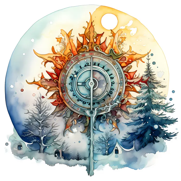 Sun and Moon Clock Illustration