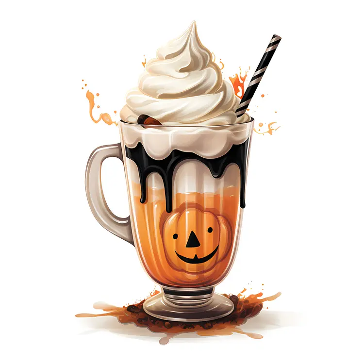 Halloween Milkshake with Pumpkin Face