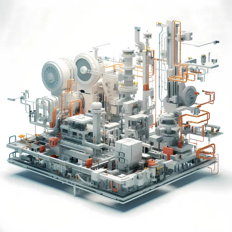 White Industrial Machinery with Pipes