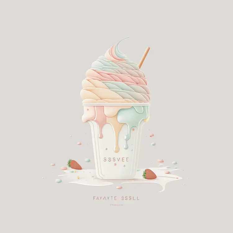 Pastel Ice Cream with Strawberries
