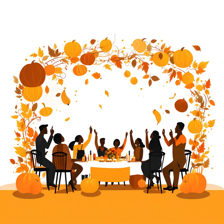 Family and Friends Celebrating Thanksgiving Dinner