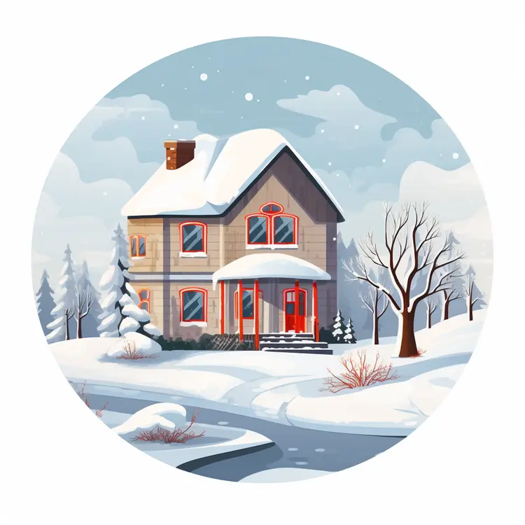 Snowy House in the Countryside