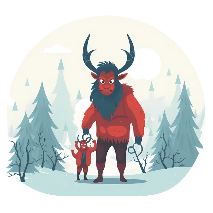 Two Demons in Snowy Forest