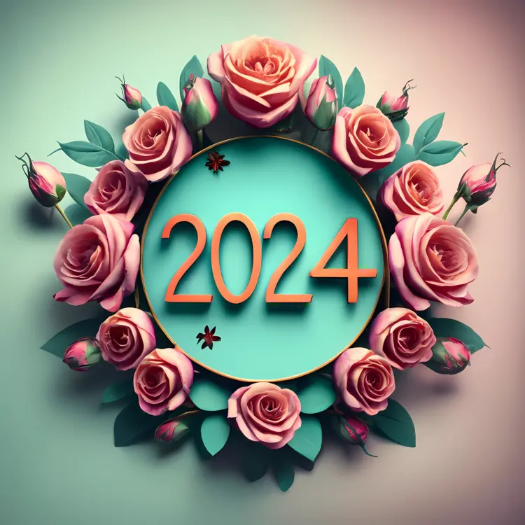 Beautiful Rose Wreath 2024 New Year Greeting