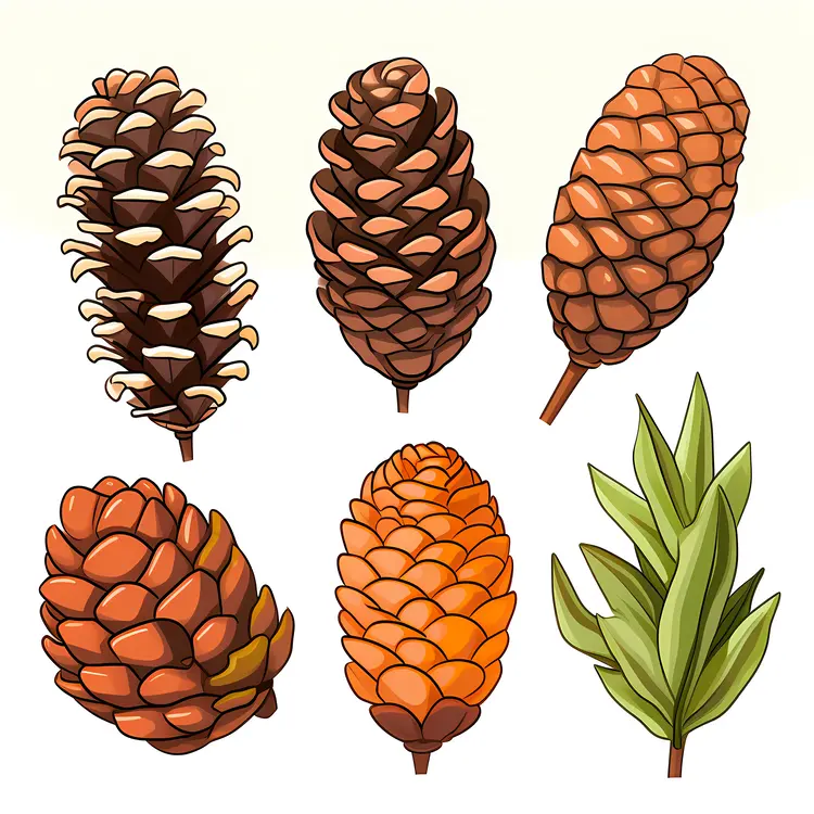 Various Pine Cones Illustration