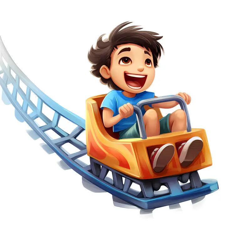 Happy Boy on Roller Coaster