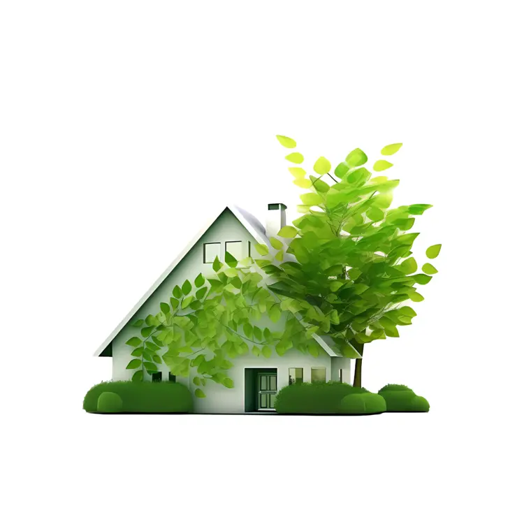 House with tree and green leaves