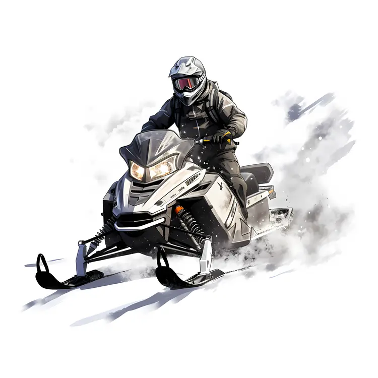 Snowmobile Rider in Black and White