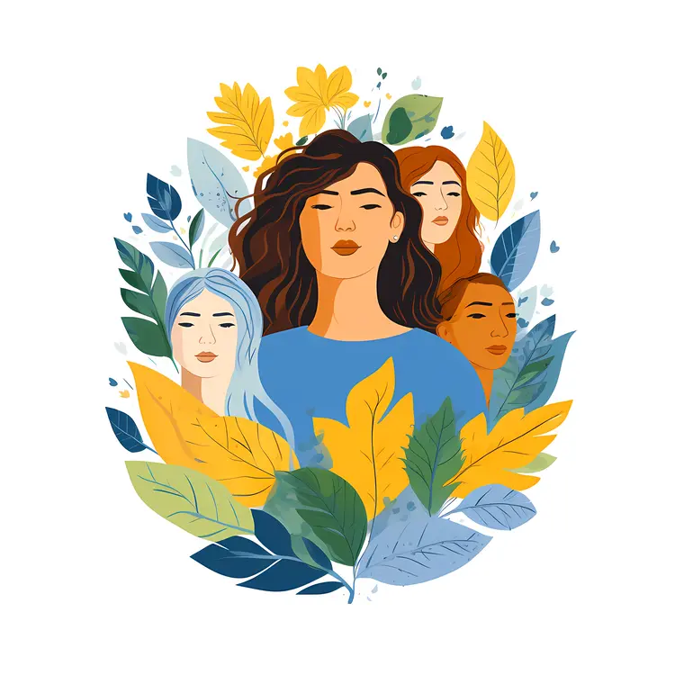 Diverse Women with Nature Elements Illustration