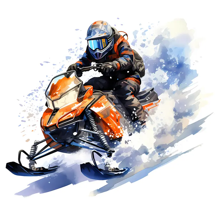 Snowmobile Rider in Action