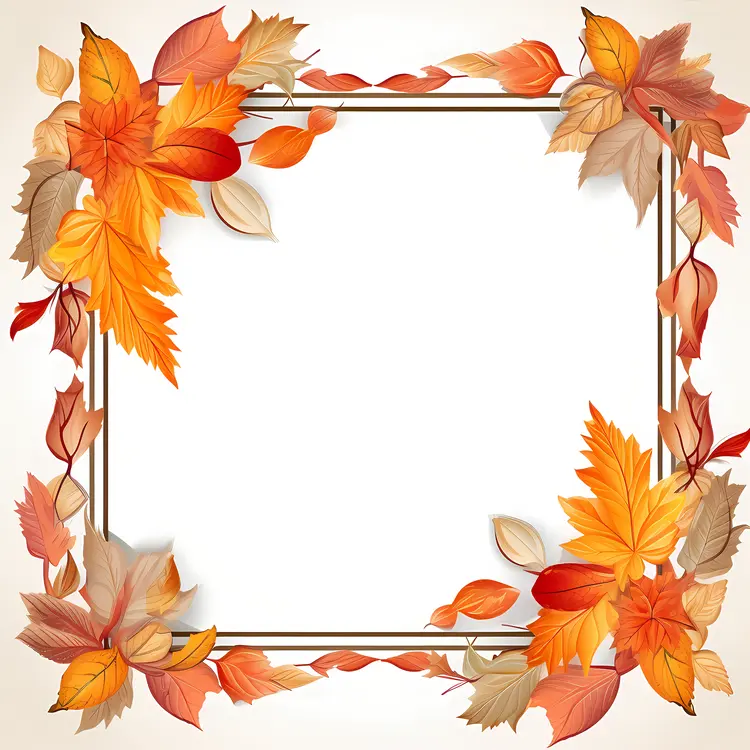 Square Frame with Autumn Leaves