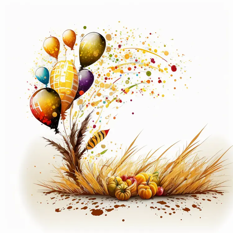 Colorful Balloons and Pumpkins for Thanksgiving Celebration