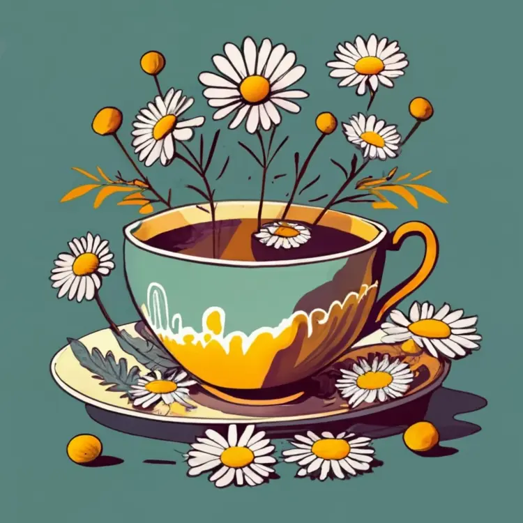 Chamomile Tea Cup with Flowers