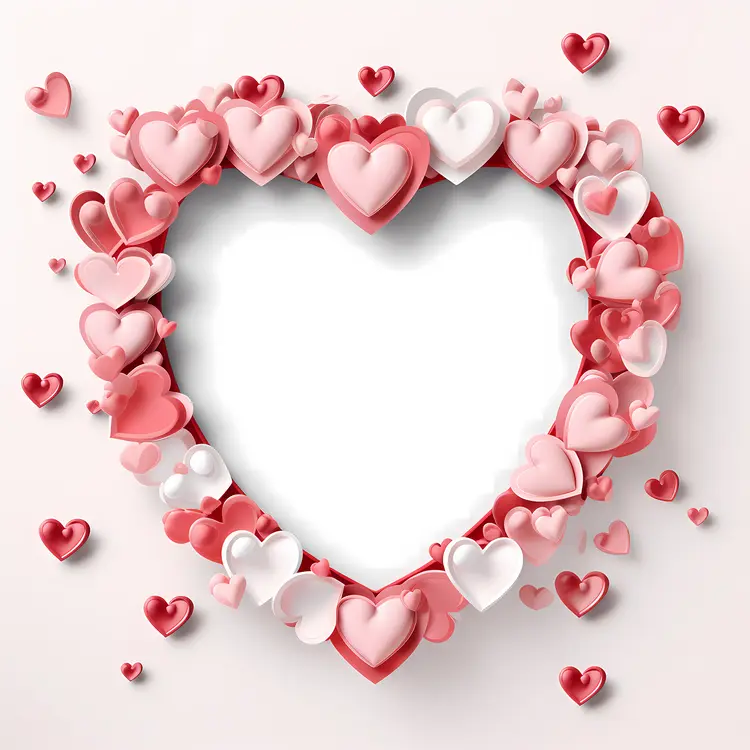 Heart Frame with Pink and White Hearts for Valentine's Day