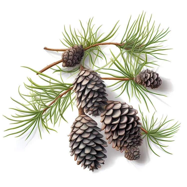 Pine Cones and Branch Illustration