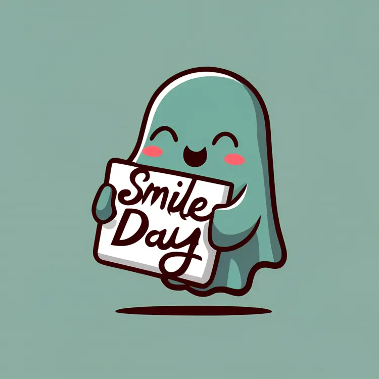 Smiling Ghost with Sign for Smile Day