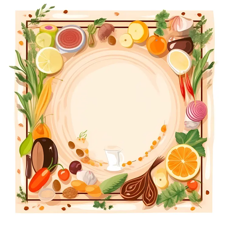 Colorful Vegetables and Fruits Frame for Healthy Cooking