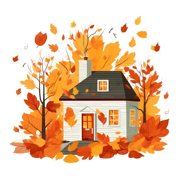Small Cute Doodle House in Autumn