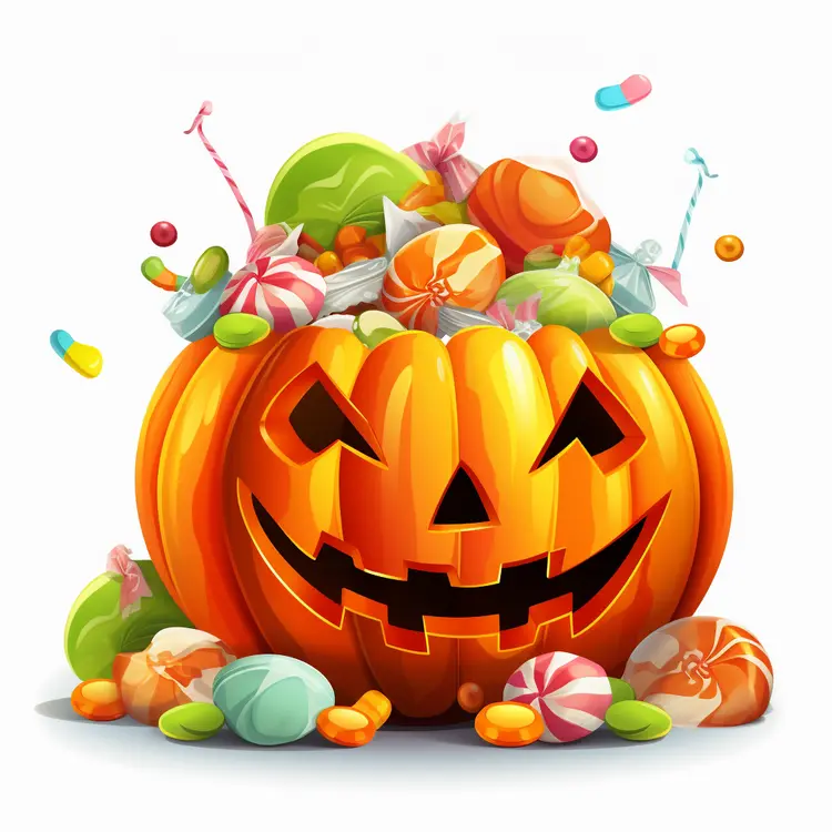 Jack-o'-lantern with Halloween Candy
