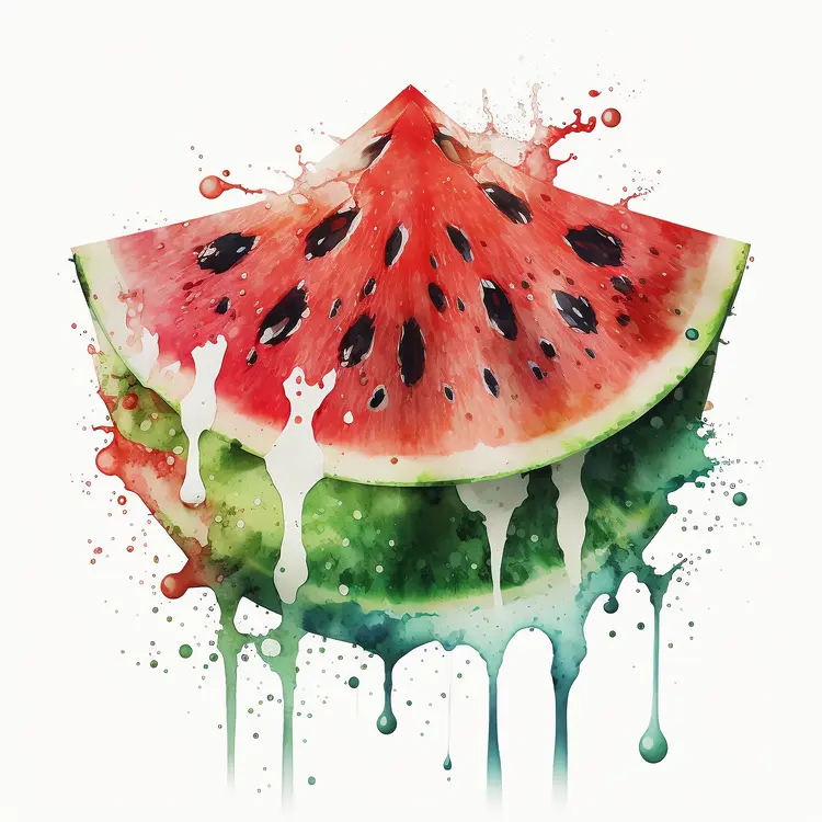 Juicy Watermelon Slice in Watercolor Style