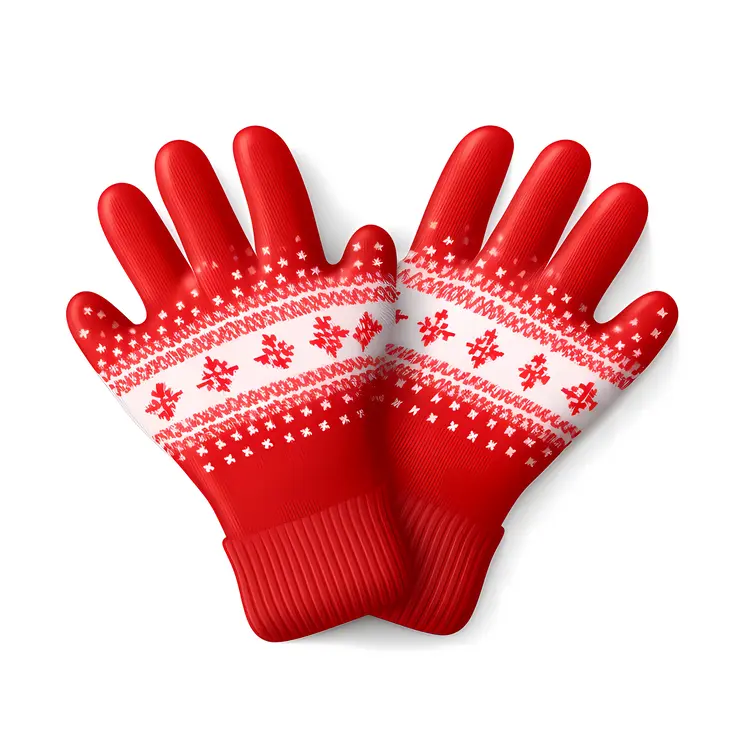 Red Winter Gloves with Snowflake Pattern