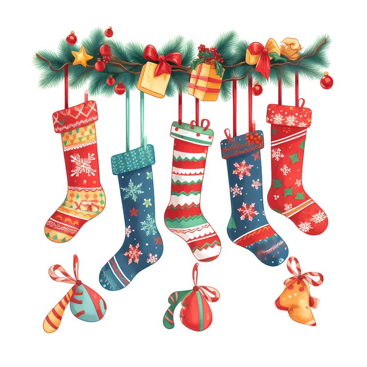 Decorative Christmas Stockings with Gifts