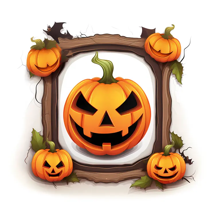 Pumpkin Frame with Jack-o'-lanterns