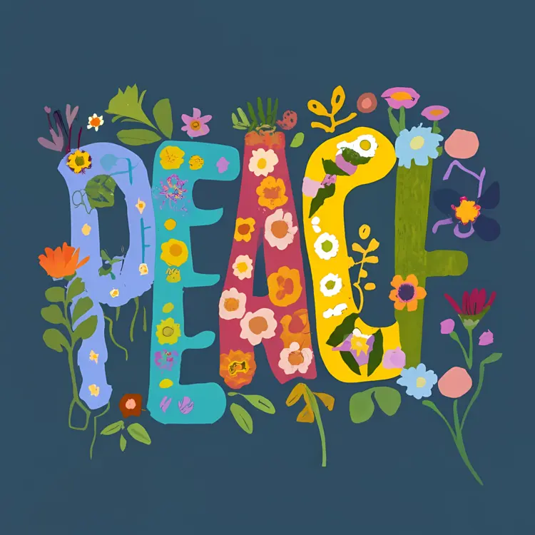 Peace Typography with Flowers